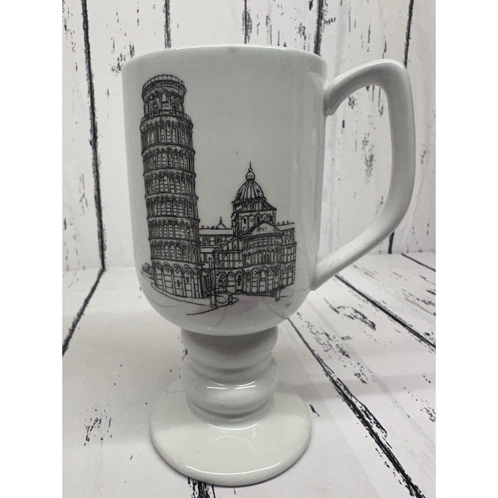 1965 Kaysons Japan Fine China Continental Cup Pedestal Mug Leaning Tower Pisa